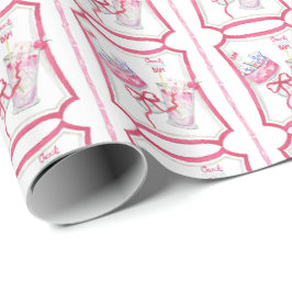 Wasserfarbe Hot Pink Mahjong Cocktails Geschenkpapier