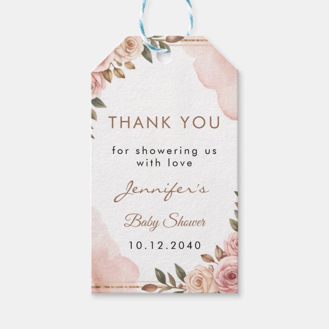 Wasserfarbe Hübsch Garden Blume Kinderdusche Gesch Geschenkanhänger (Vorderseite)