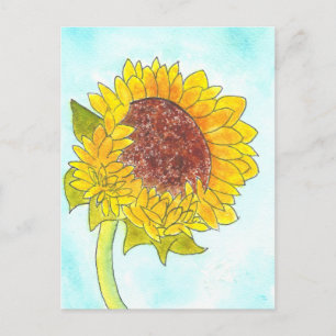 Wasserfarbe Hübsch Gelbe Sonnenblume Postkarte