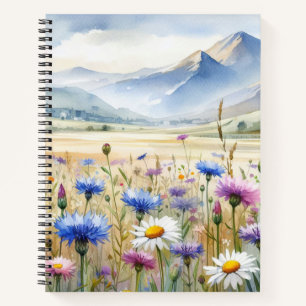 WASSERFARBE HÜBSCHE WILDBLUME MIT BERGEN NOTIZBUCH