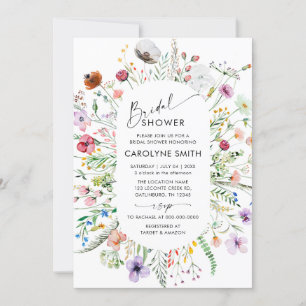 Wasserfarbe Hübsche Wildblume WiesenBrautparty Einladung