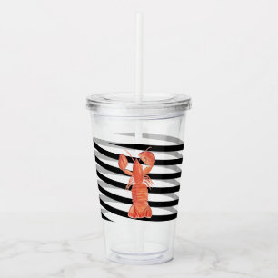 Wasserfarbe-Hummer-Streifen-Monogramm Acryltrinkbecher