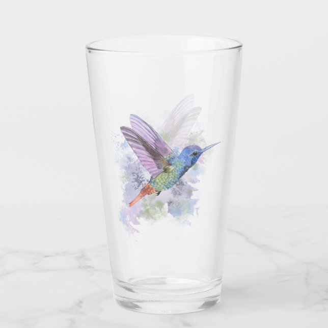 Wasserfarbe Hummingbird Garden Bird Art Collection Glas (Rückseite)