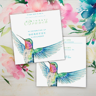 Wasserfarbe Hummingbird JA Geburtstagsbrunch Einladung