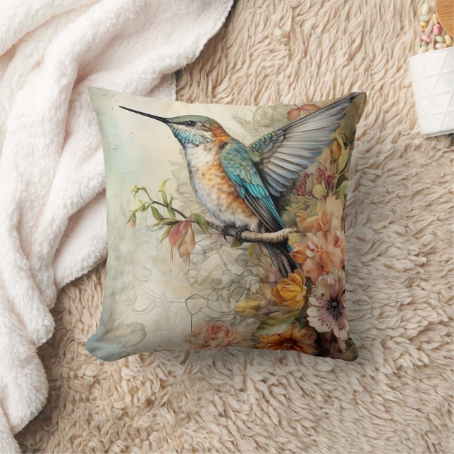 Wasserfarbe Hummingbird Kissen (Decke)