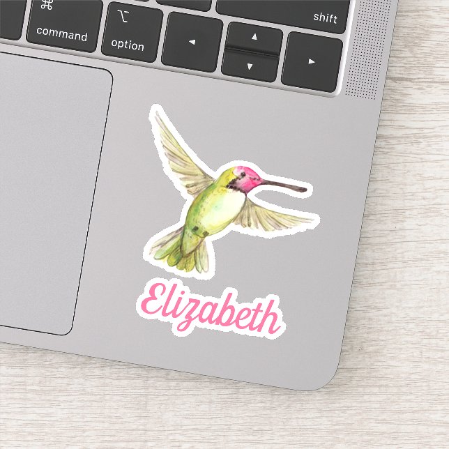 Wasserfarbe Hummingbird mit Ihrem Namen Aufkleber (Detail)