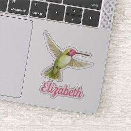 Wasserfarbe Hummingbird mit Ihrem Namen Aufkleber
