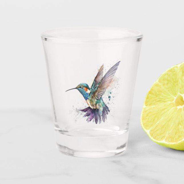 Wasserfarbe Hummingbird Shotglas Schnapsglas (Vorderseite)