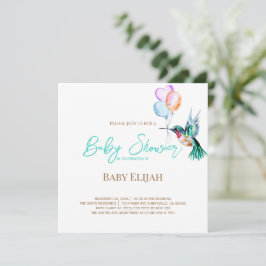 Wasserfarbe Hummingbird und Balloons Babydusche Einladung