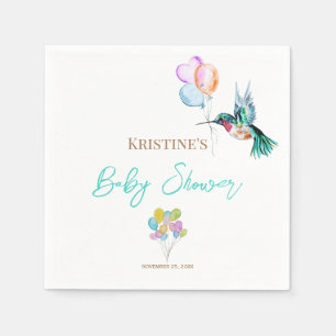 Wasserfarbe Hummingbird und Balloons Babydusche Serviette