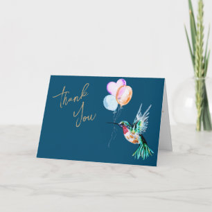 Wasserfarbe Hummingbird und Balloons Vielen Dank Karte