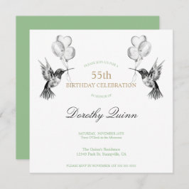 Wasserfarbe Hummingbird und Balloons zum Geburtsta Einladung