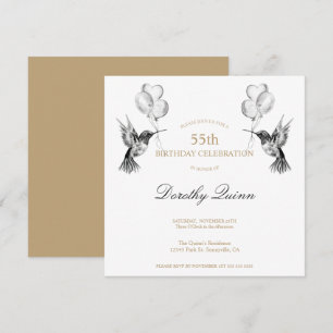 Wasserfarbe Hummingbird und Balloons zum Geburtsta Einladung