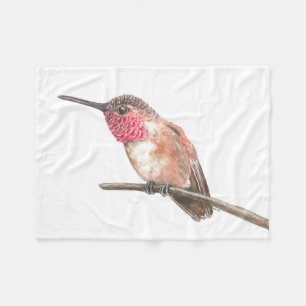Wasserfarbe Hummingvogel Fleecedecke