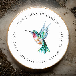 Wasserfarbe Hummingvogel Rücksendeadresse Runder Aufkleber