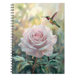 Wasserfarbe Hummingvogel und Rosa Rose Notizblock