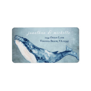 Wasserfarbe Humpback Whale Nautical Beach Adresse Adressaufkleber