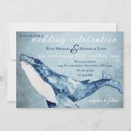 Wasserfarbe Humpback Whale Nautical Beach Hochzeit Einladung