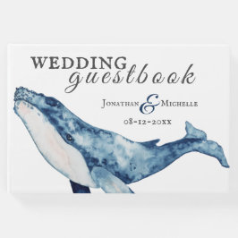 Wasserfarbe Humpback Whale Nautical Beach Hochzeit Gästebuch