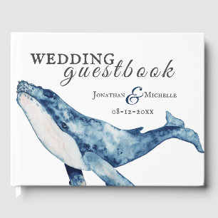 Wasserfarbe Humpback Whale Nautical Beach Hochzeit Gästebuch