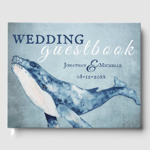 Wasserfarbe Humpback Whale Nautical Beach Hochzeit Gästebuch