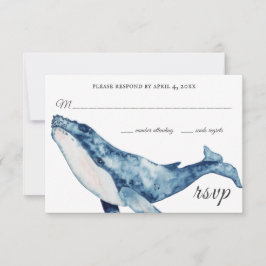 Wasserfarbe Humpback Whale Nautical Beach Hochzeit RSVP Karte