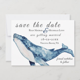 Wasserfarbe Humpback Whale Nautical Beach Hochzeit Save The Date