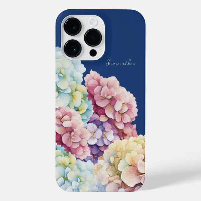 Wasserfarbe Hydrangea Personalisiert Blue iPhone Hülle (Rückseite)