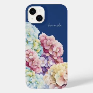 Wasserfarbe Hydrangea Personalisiert Blue iPhone 14 Plus Hülle