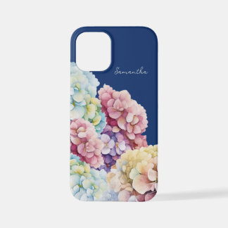Wasserfarbe Hydrangea Personalisiert Blue iPhone 12 Mini Hülle