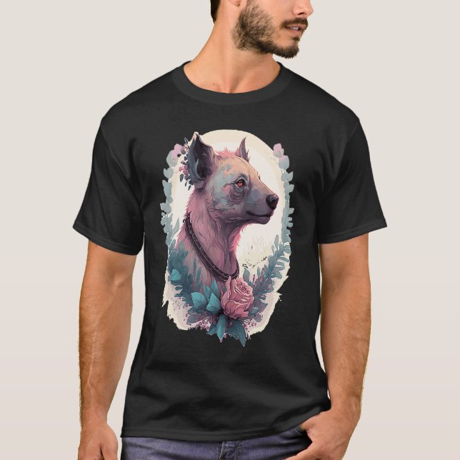Wasserfarbe Hyena Blume Crown Africa Safari T-Shirt (Vorderseite)