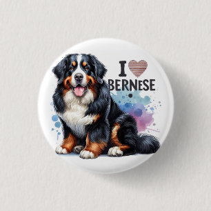 Wasserfarbe I Liebe Mein Berner Hund Button