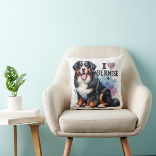 Wasserfarbe I Liebe Mein Berner Hund Kissen