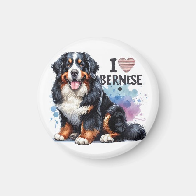 Wasserfarbe I Liebe Mein Berner Hund Magnet (Vorne)