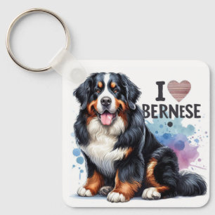 Wasserfarbe I Liebe Mein Berner Hund Schlüsselanhänger
