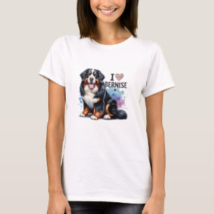 Wasserfarbe I Liebe Mein Berner Hund T-Shirt