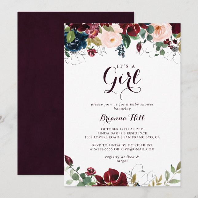 Wasserfarbe Illustriert Es ist eine Kinderdusche Einladung (Vorne/Hinten)