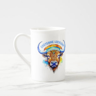 Wasserfarbe Indianerische Bison-Adresse Prozellantasse
