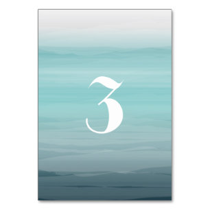 Wasserfarbe Inspiriert Aquamarin Ombre Wedding Tischnummer