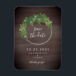 Wasserfarbe Inspiriert botanisch Save the Date Magnet<br><div class="desc">Eine Hochzeit speichert den Datums-Magneten mit einem botanischen Design mit dunkelgrauem,  inspiriert Hintergrund.</div>
