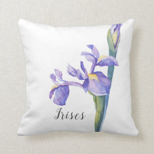 Wasserfarbe Iris floral Kissen