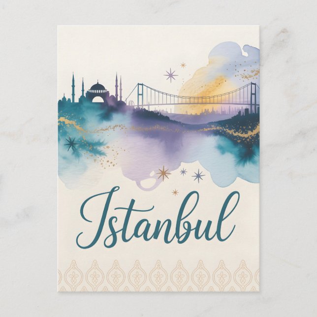 Wasserfarbe Istanbul Postkarte (Vorderseite)