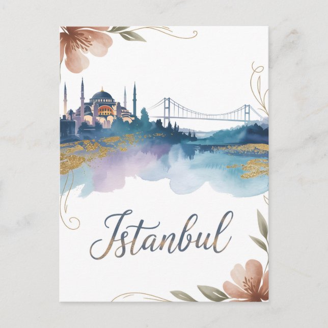 Wasserfarbe Istanbul Postkarte (Vorderseite)