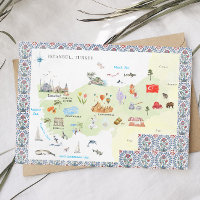 Wasserfarbe Istanbul, Türkei Karte