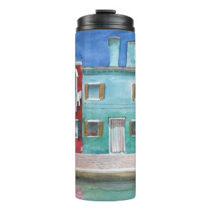 Wasserfarbe Italien: Handzeichen Thermosbecher
