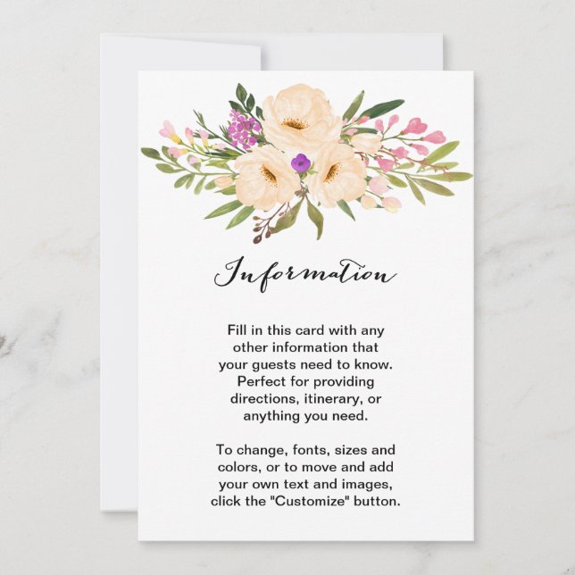 Wasserfarbe Ivory Bouquet Anemones Einladung (Vorderseite)