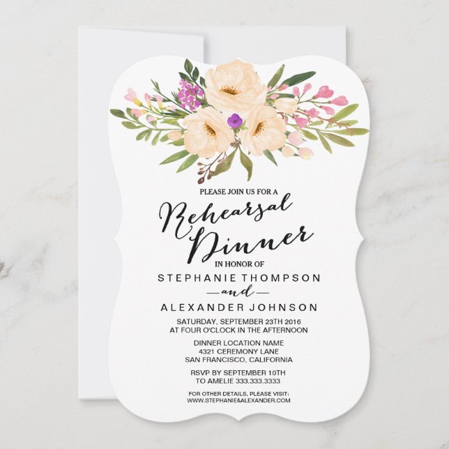 Wasserfarbe Ivory Bouquet Anemones Einladung (Vorderseite)