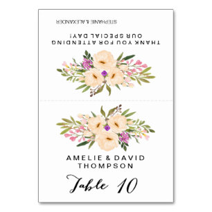 Wasserfarbe Ivory Bouquet Anemones Tischnummer