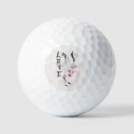 Wasserfarbe Japanisch Sakura Blossom Liebe Kran Golfball