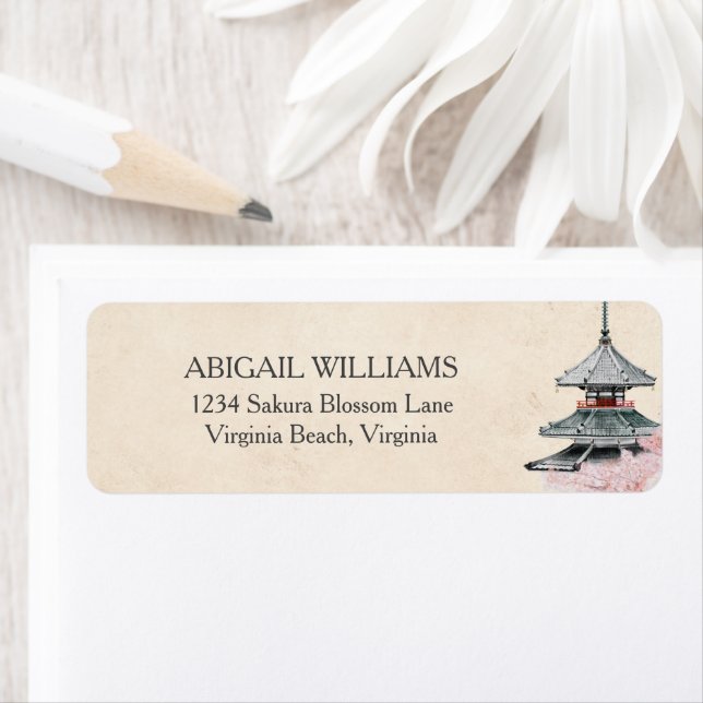 Wasserfarbe Japanischer Tempel Kirsche Blüten (Insitu)